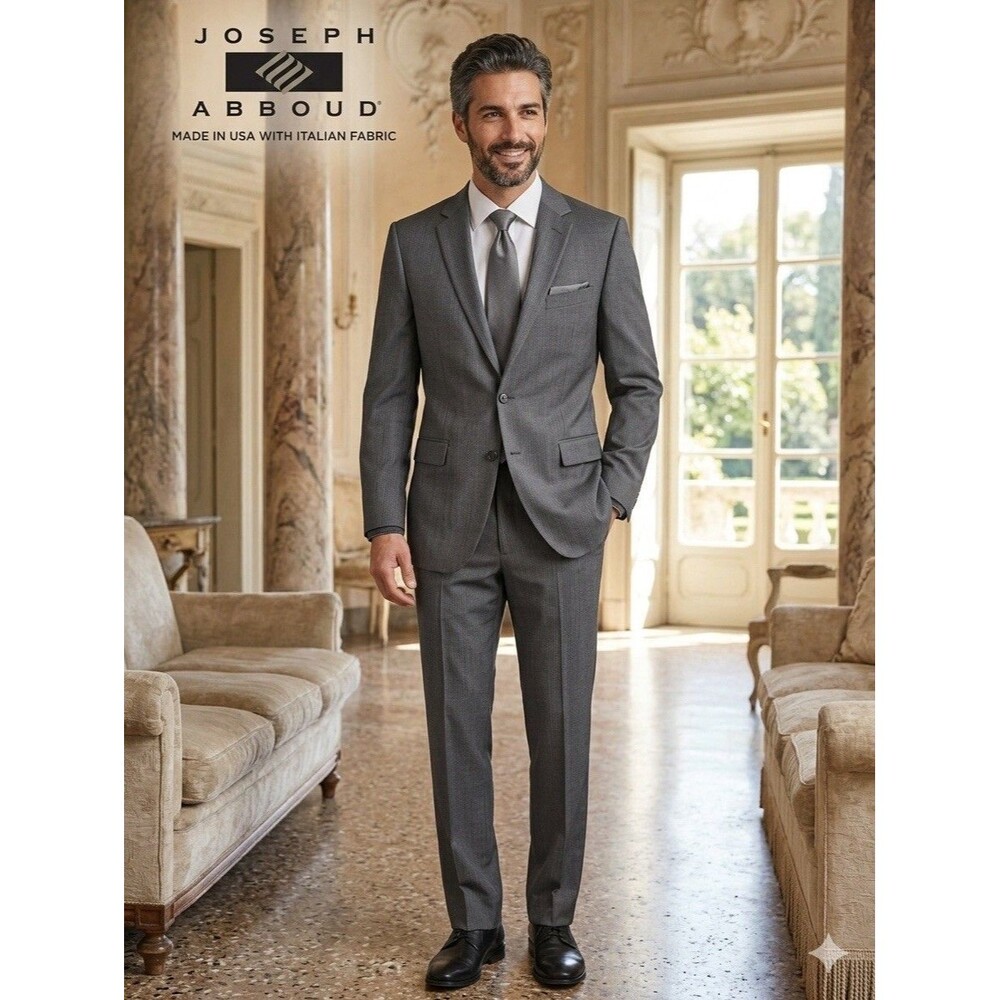 Joseph Abboud Suit 42L 35x32 Gray Pinstripe Extreme Slim Fit Super 120 Italian